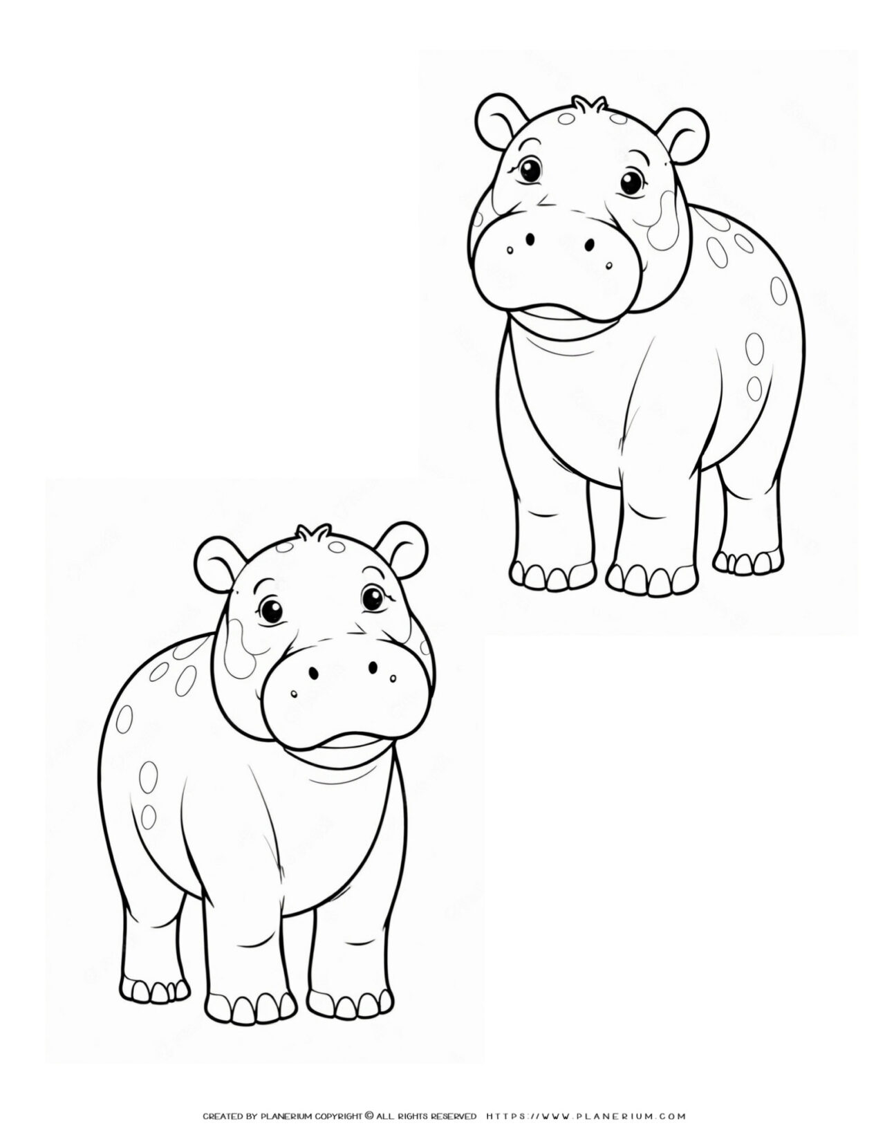 Two-Cute-Baby-Hippo-Outlines-Coloring-Page-for-Kids