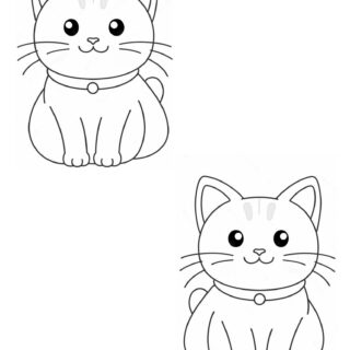 Two-Cute-Cats-Outlines-Coloring-Page-for-Kids