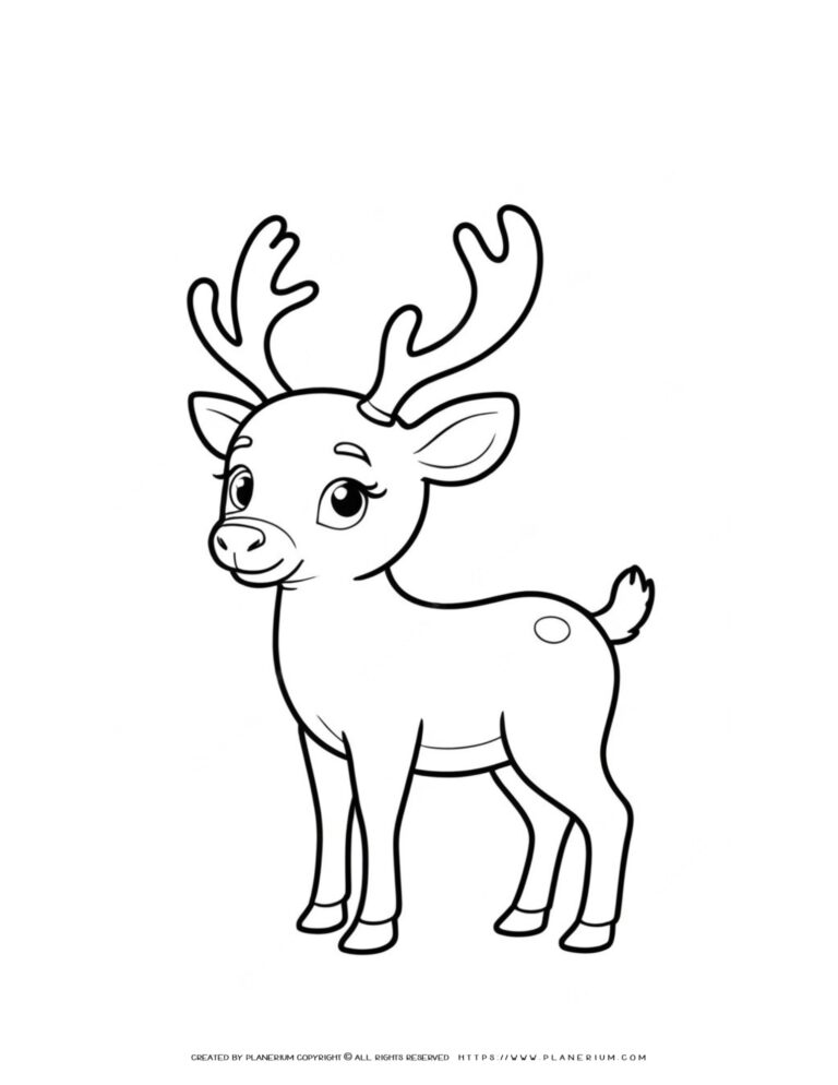 Baby Reindeer Coloring Page for Kids - Fun Christmas Activity