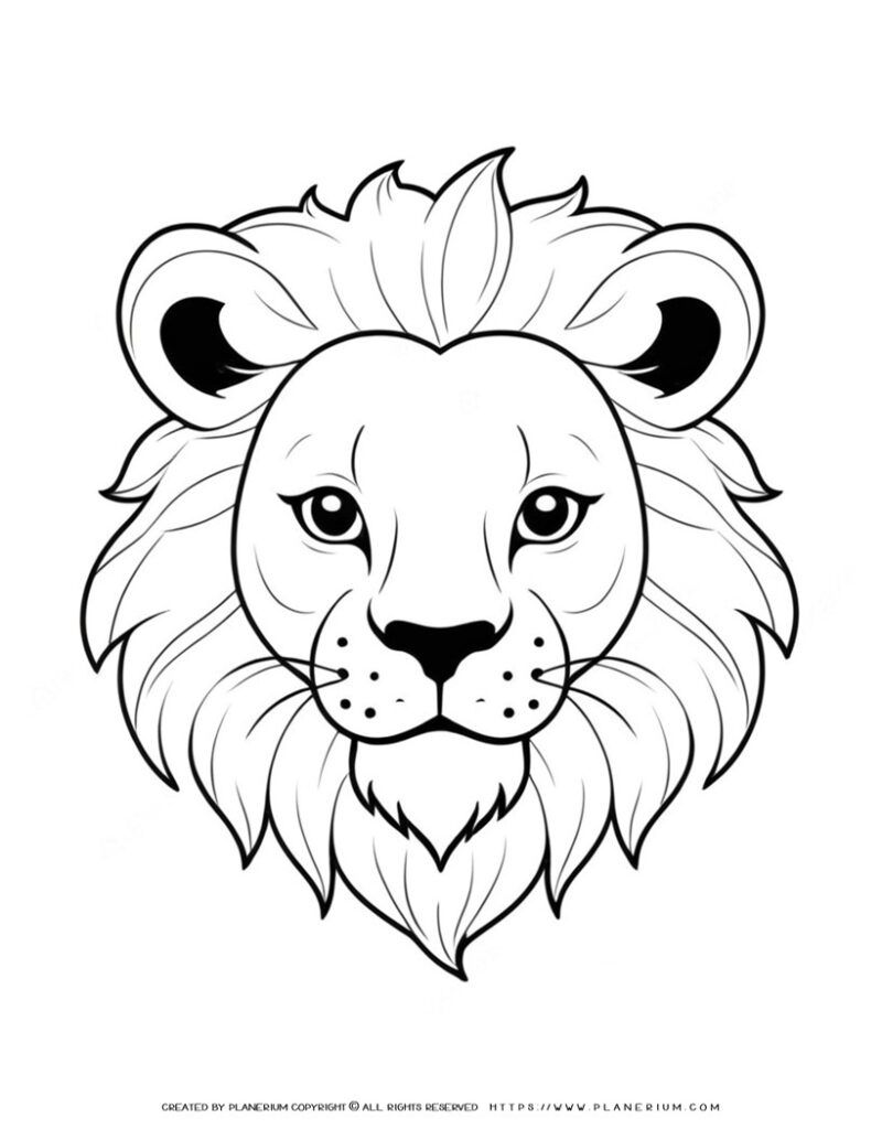 Big Lion Head Outline Coloring Page for Creative Learning!