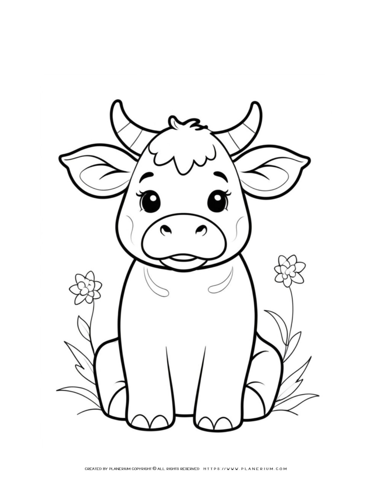 cute-cow-sitting-simple-coloring-page