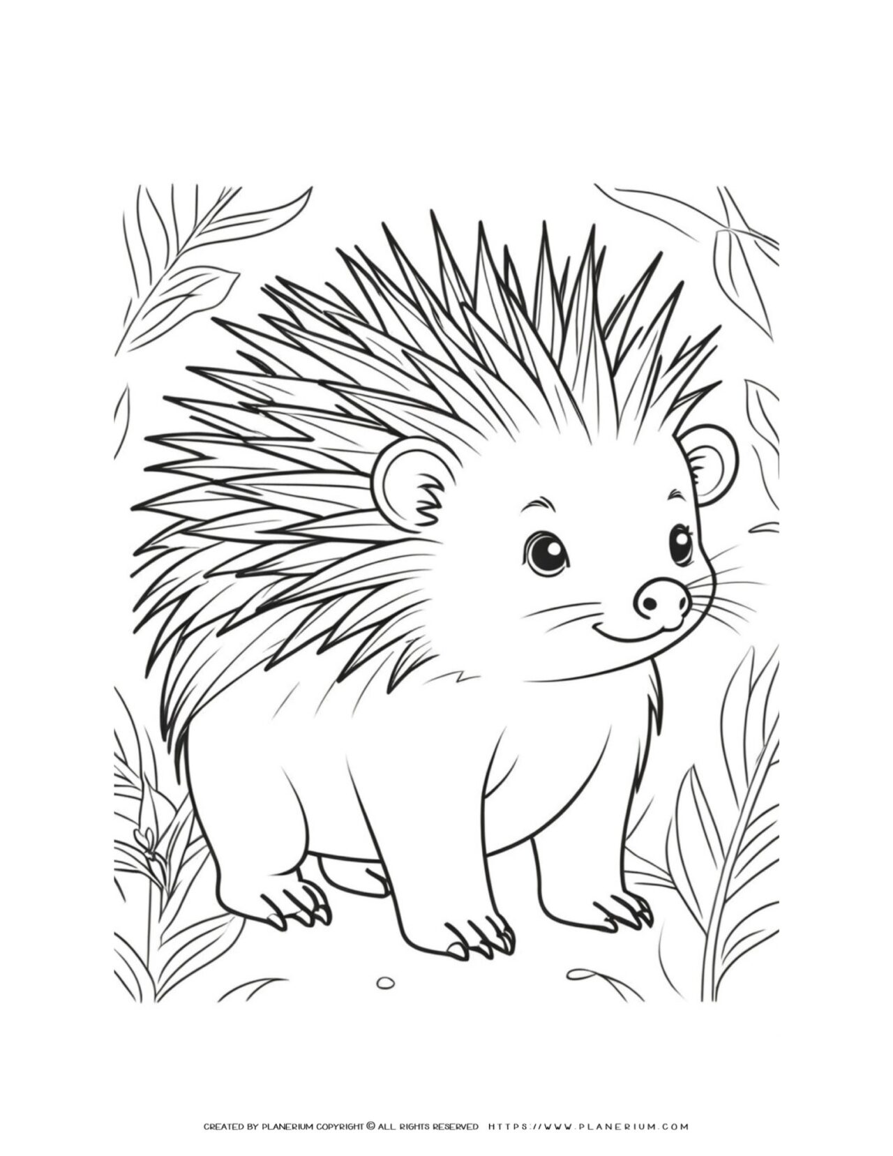 cute-porcupine-in-the-forest-coloring-page