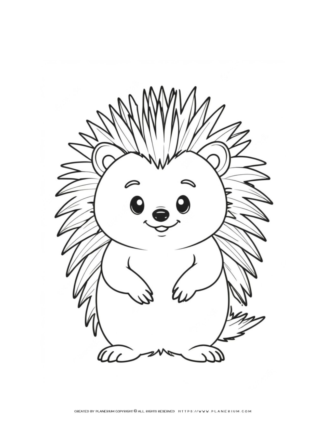 cute-porcupine-outline-illustration-coloring-page-for-kids