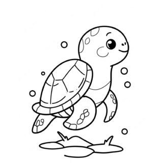 Cartoon-turtle-coloring-page-illustration