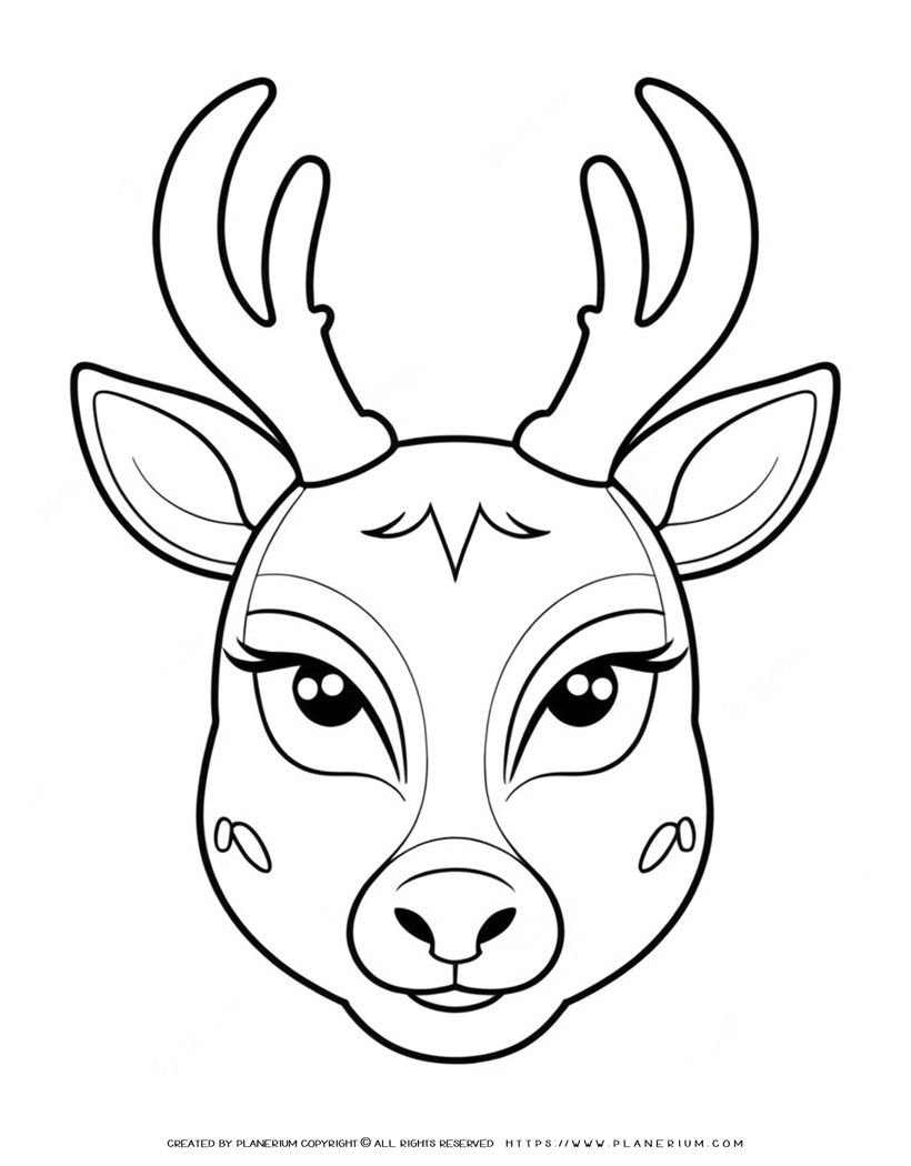 Free Deer Face Coloring Page for Kids