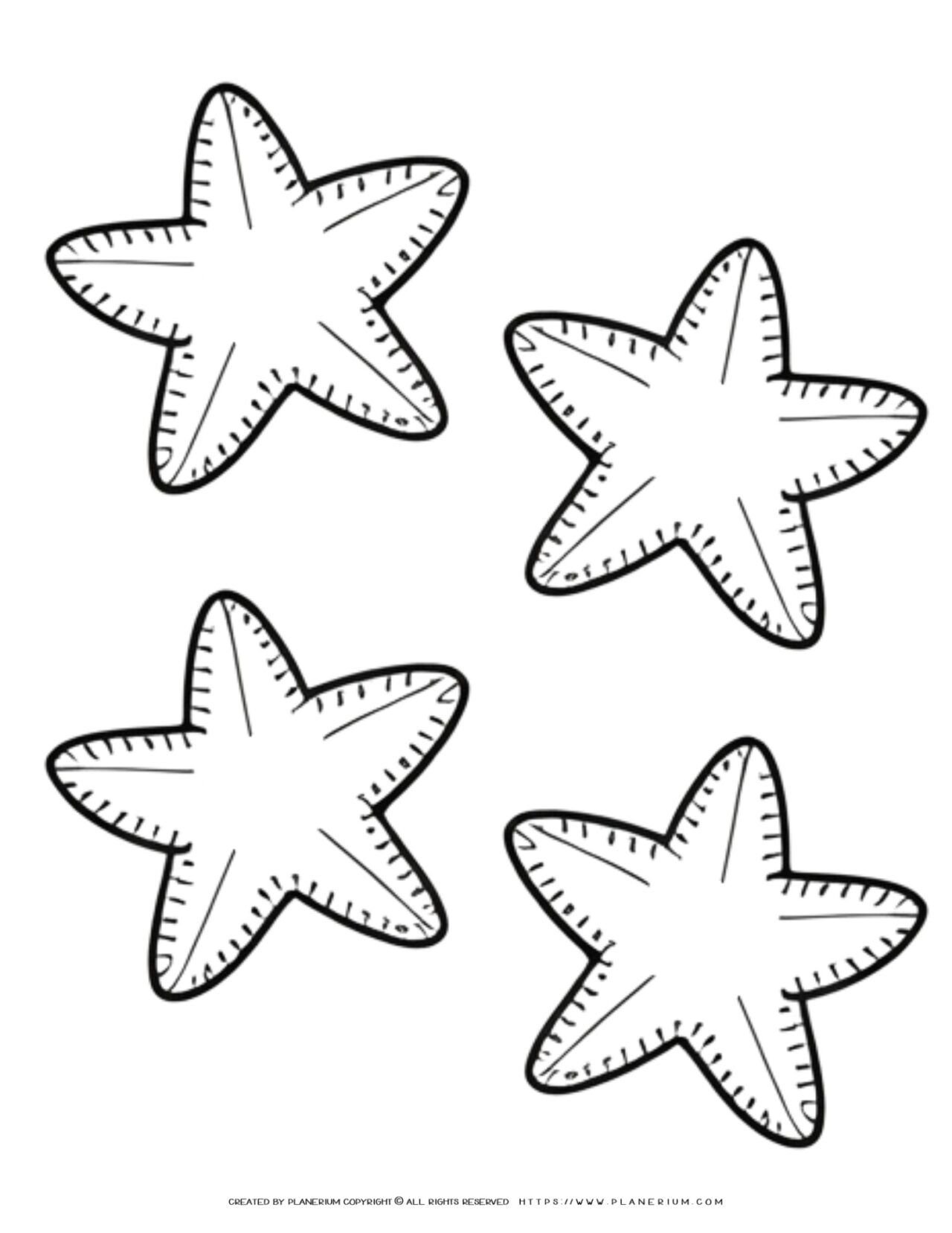 Four-starfish-coloring-page-illustration