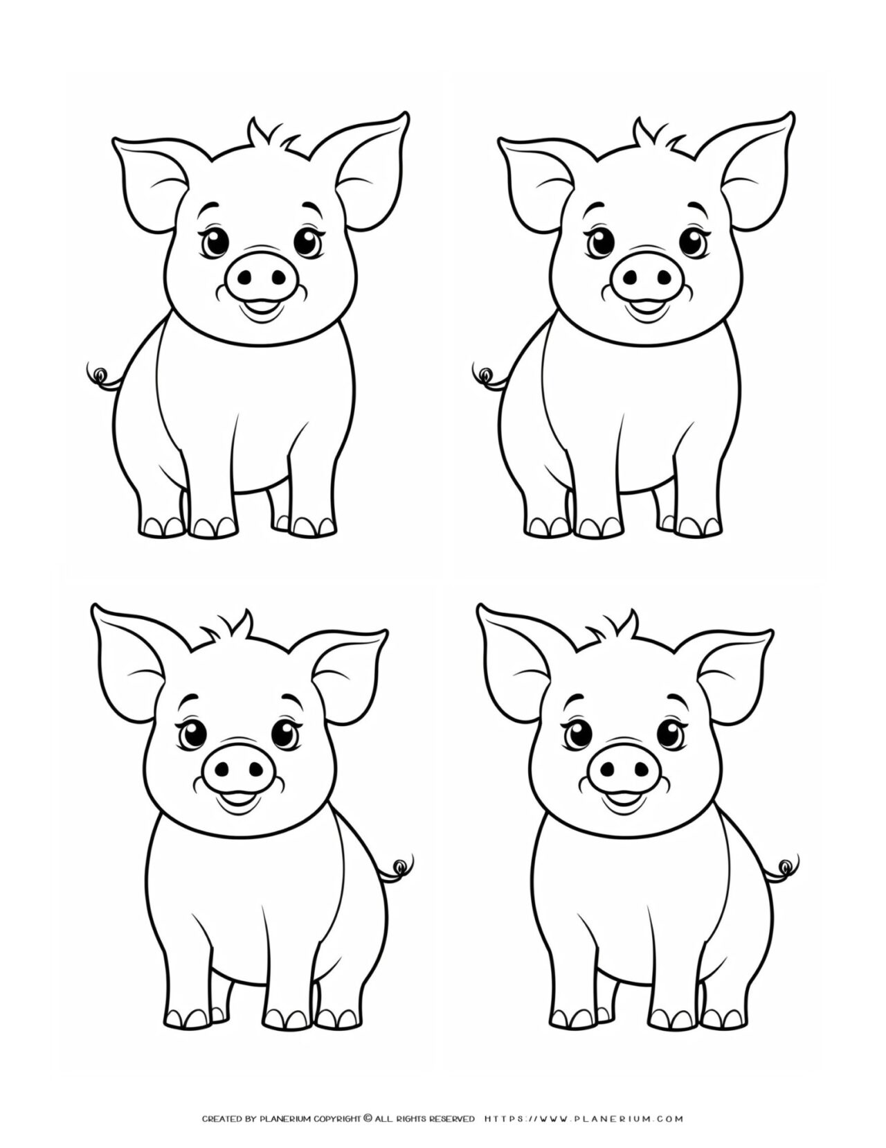 four-cute-baby-pig-outlines-farm-template