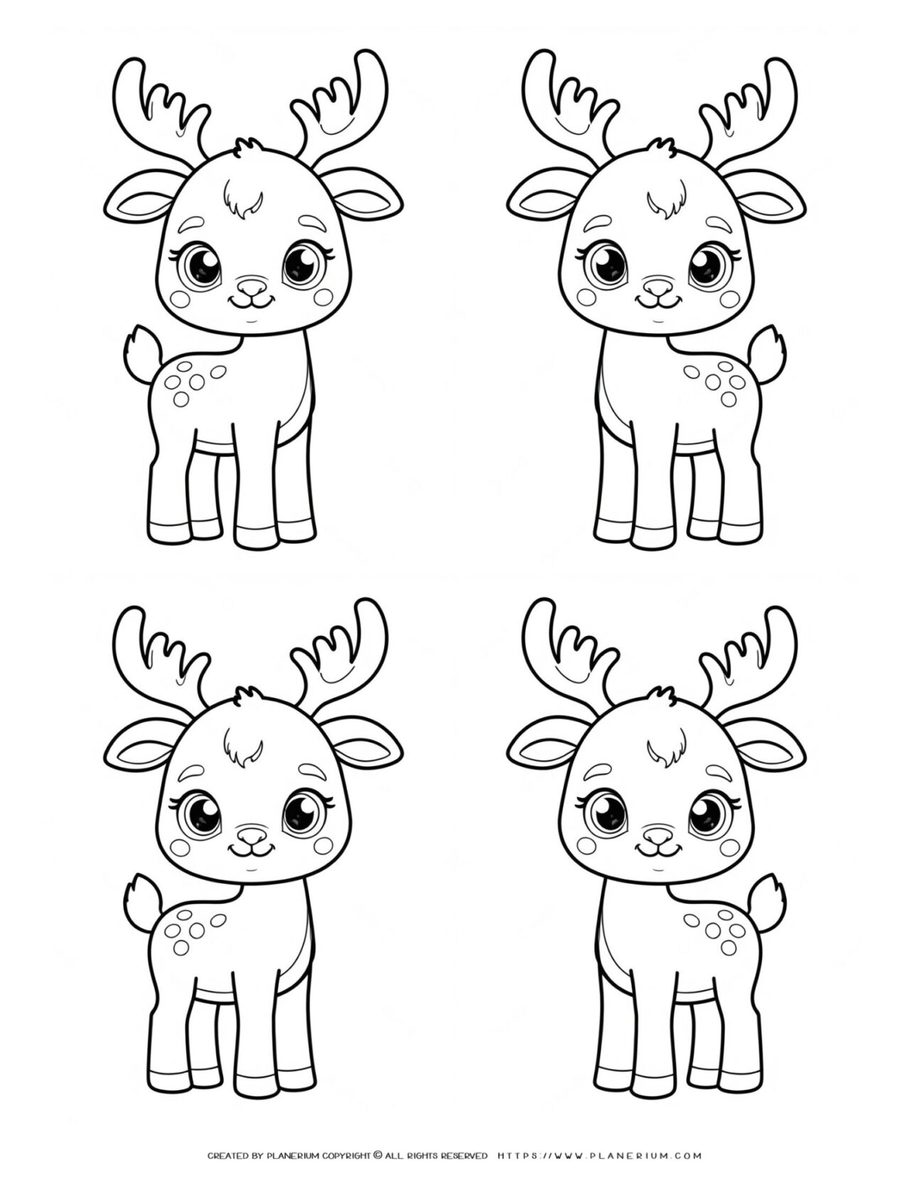 four-cute-reindeer-coloring-page
