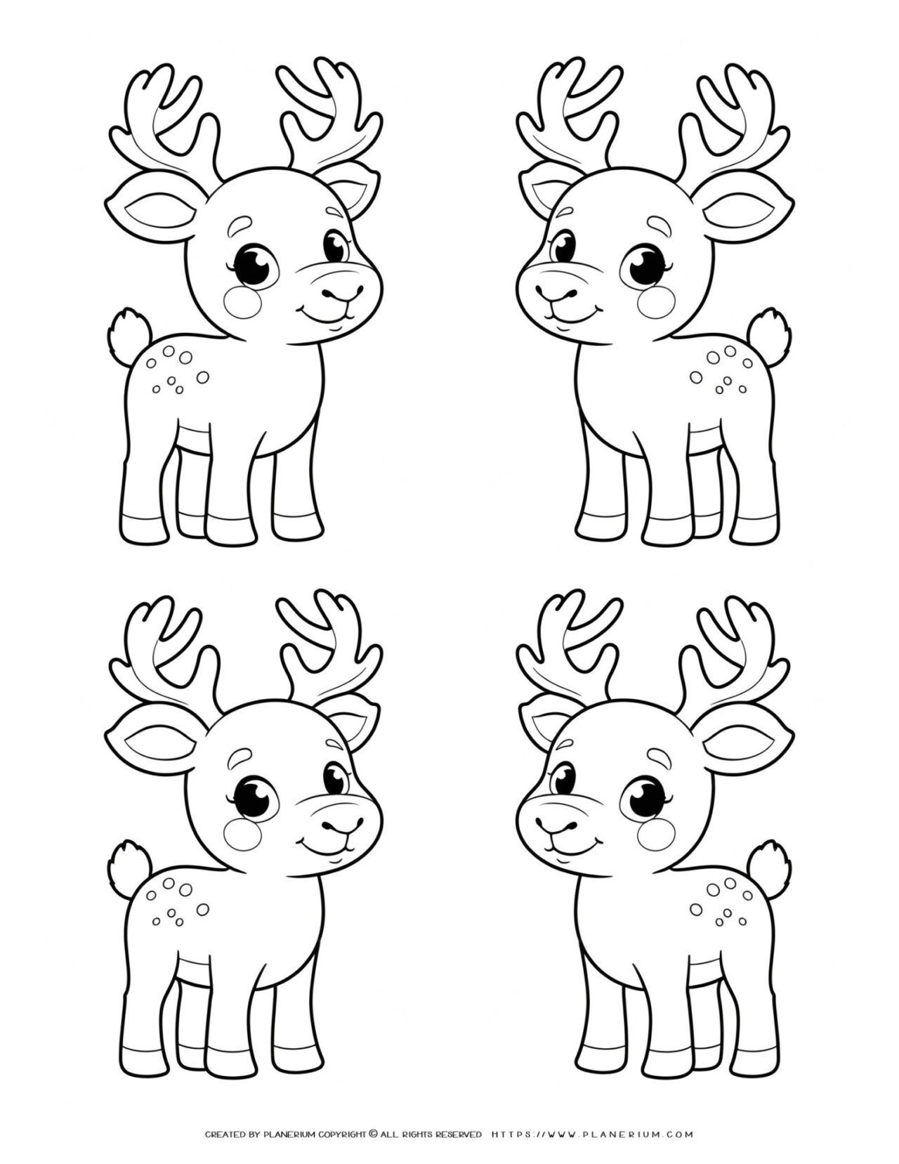 four-cute-reindeer-outlines-coloring-page-for-kids