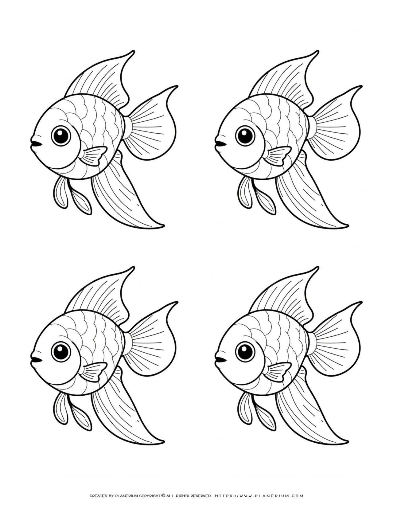 Four-cartoon-goldfish-illustrations-for-coloring