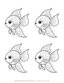 Four-cartoon-goldfish-illustrations-for-coloring