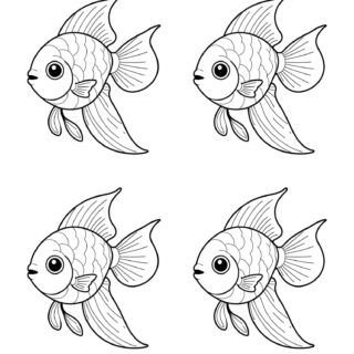 Four-cartoon-goldfish-illustrations-for-coloring