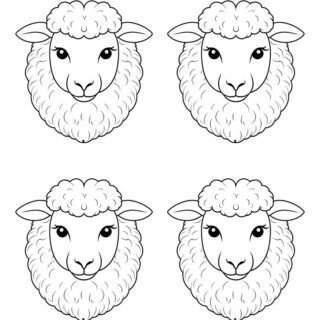 four-sheep-face-outlines-coloring-page