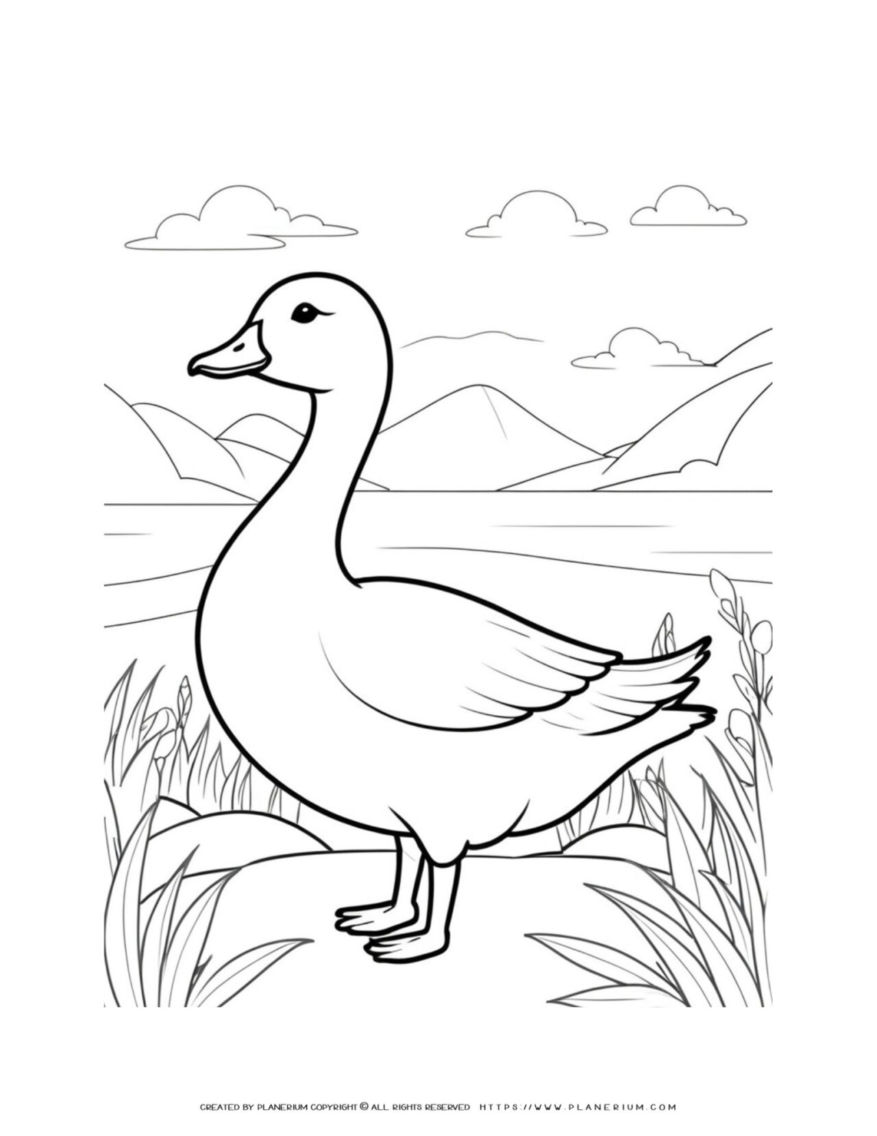 goose-in-nature-side-view-coloring-page