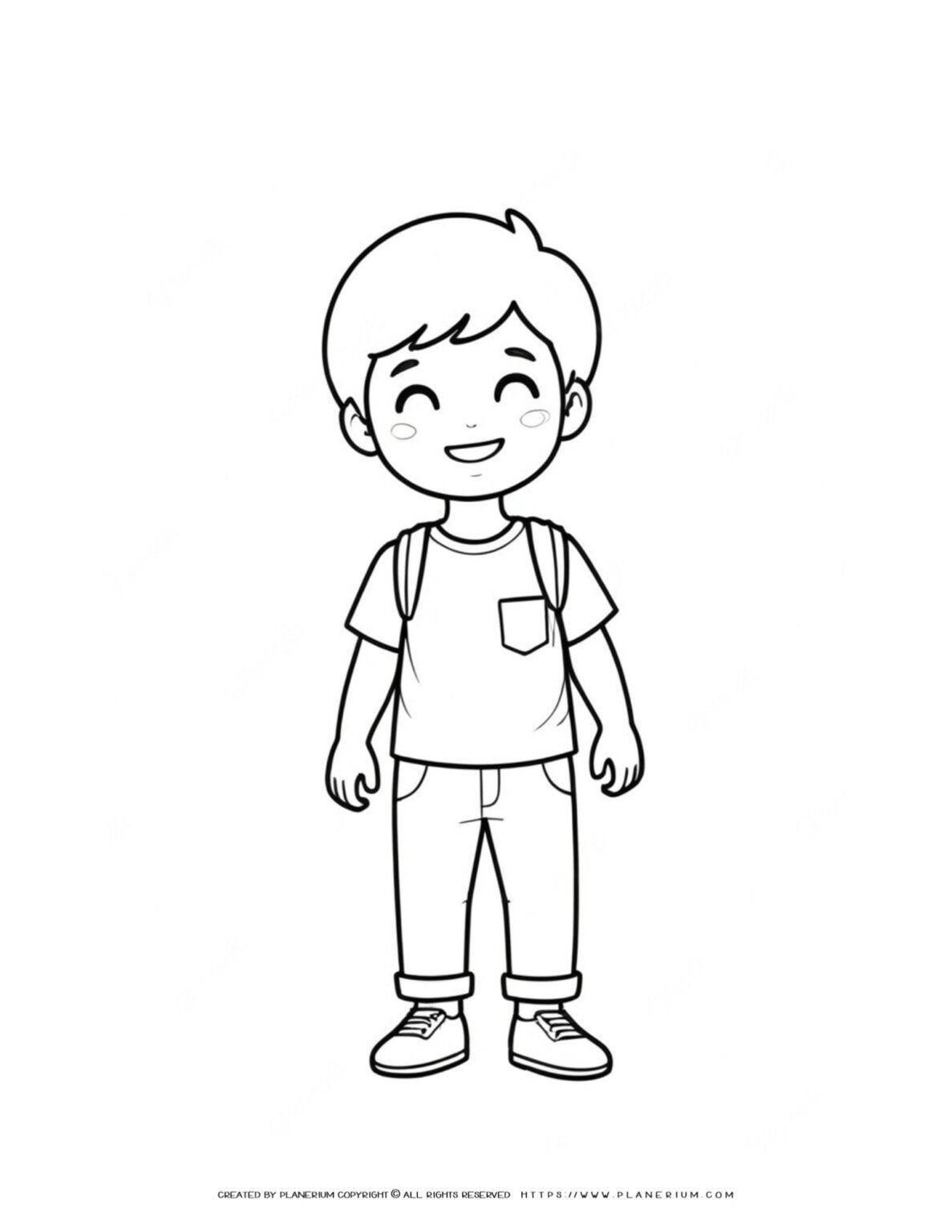Happy boy coloring page for kids printable fun and easy activity