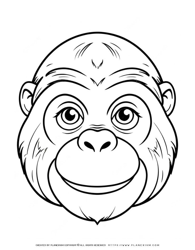 109-happy-gorila-monkey-face-front-view-illustration-coloring-page