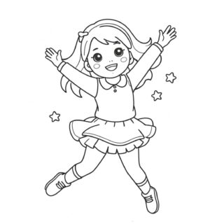 happy-little-girl-jumping-in-the-air-coloring-page