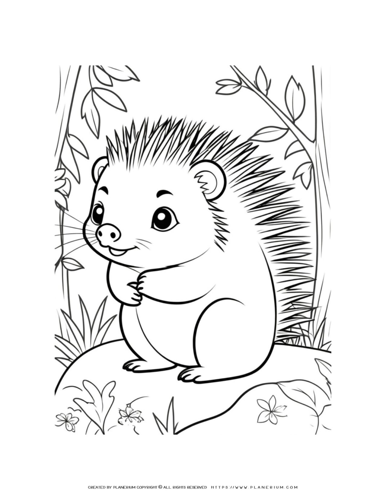 porcupine-in-the-forest-coloring-page