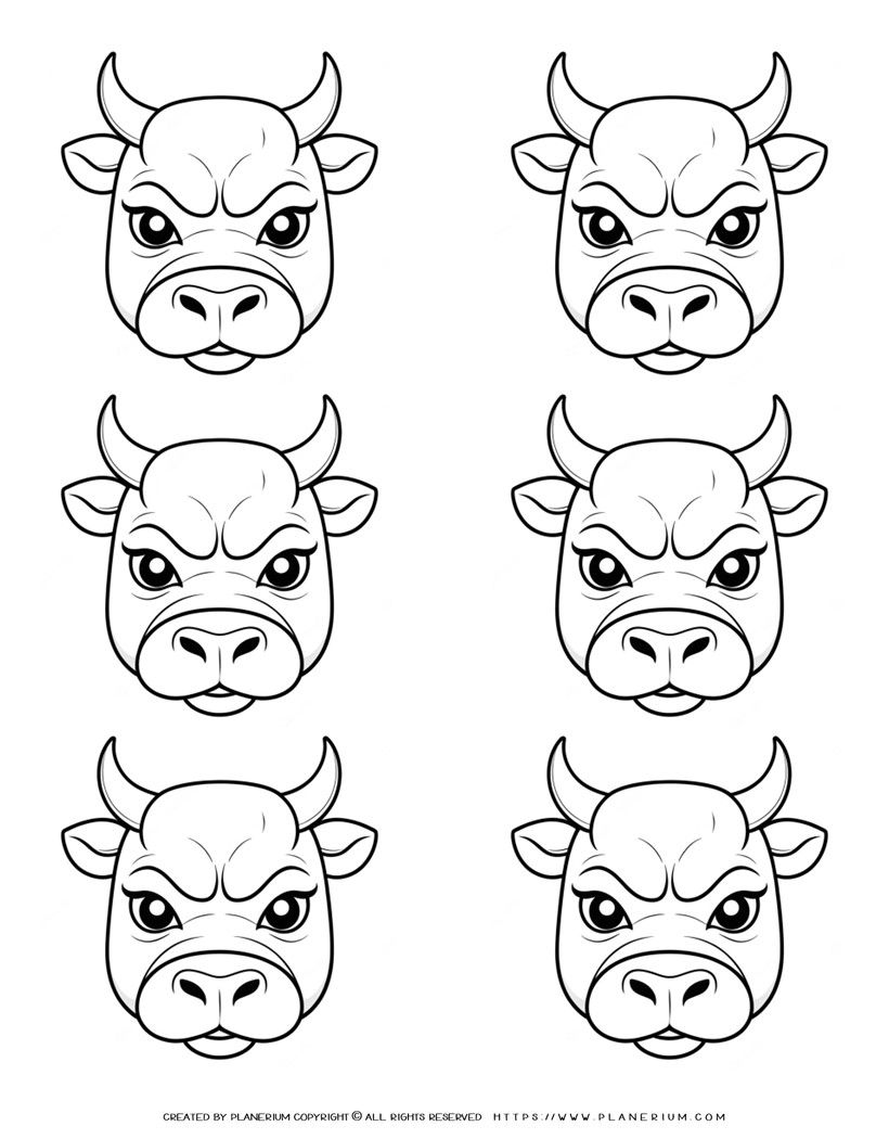 six-bull-face-outlines-coloring-page-for-kids