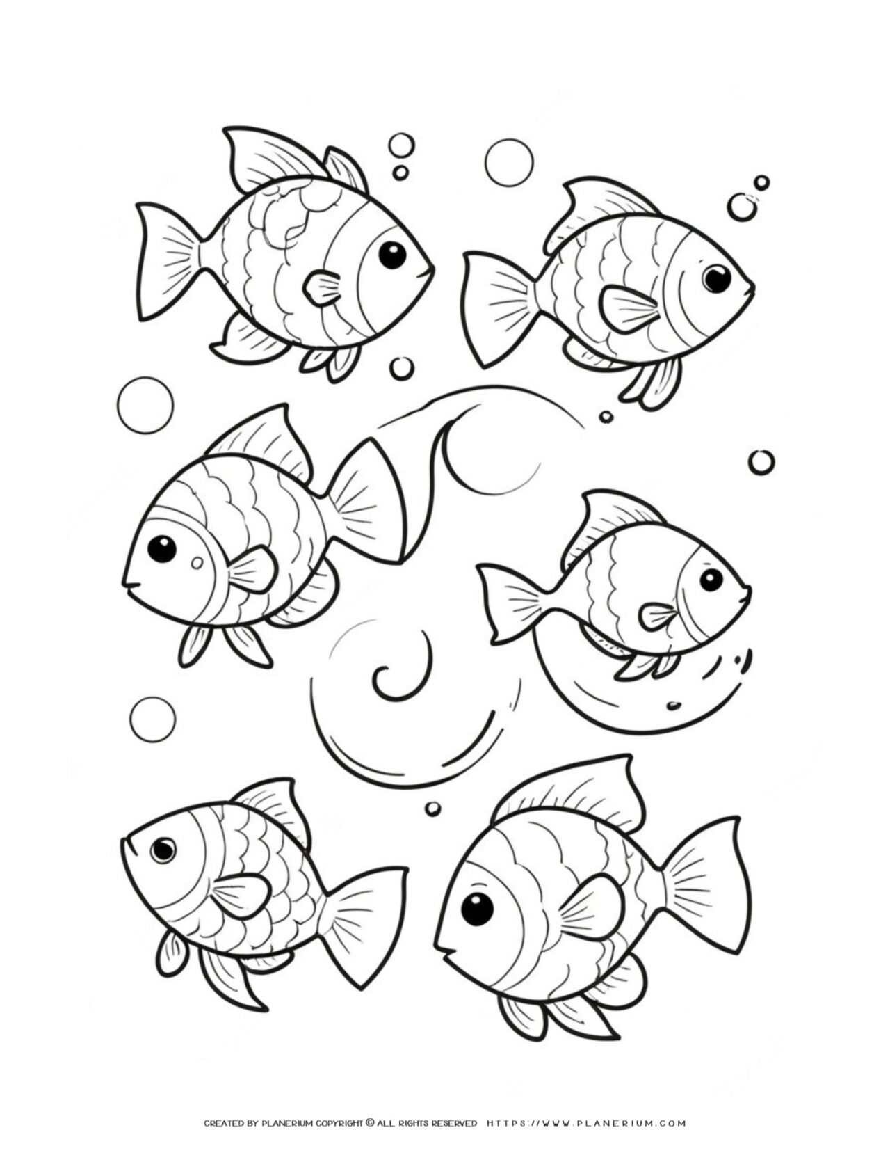 Black-and-white-coloring-page-with-fish
