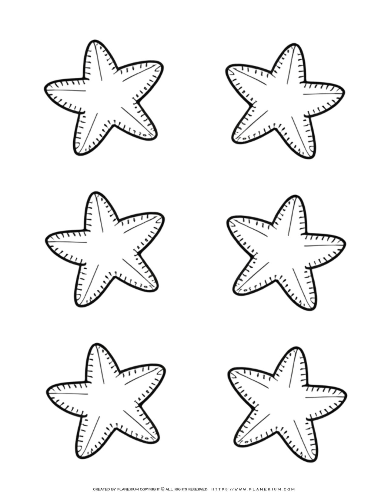 Six-simple-line-drawing-starfish-for-coloring