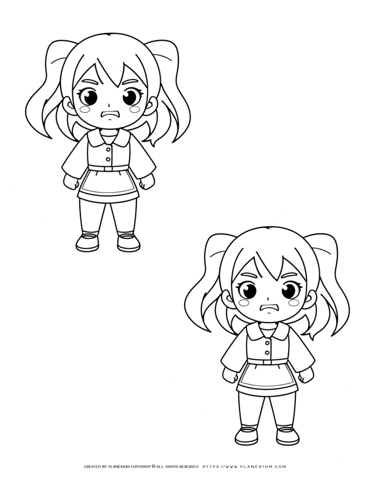 two-angry-girl-anime-style-outlines