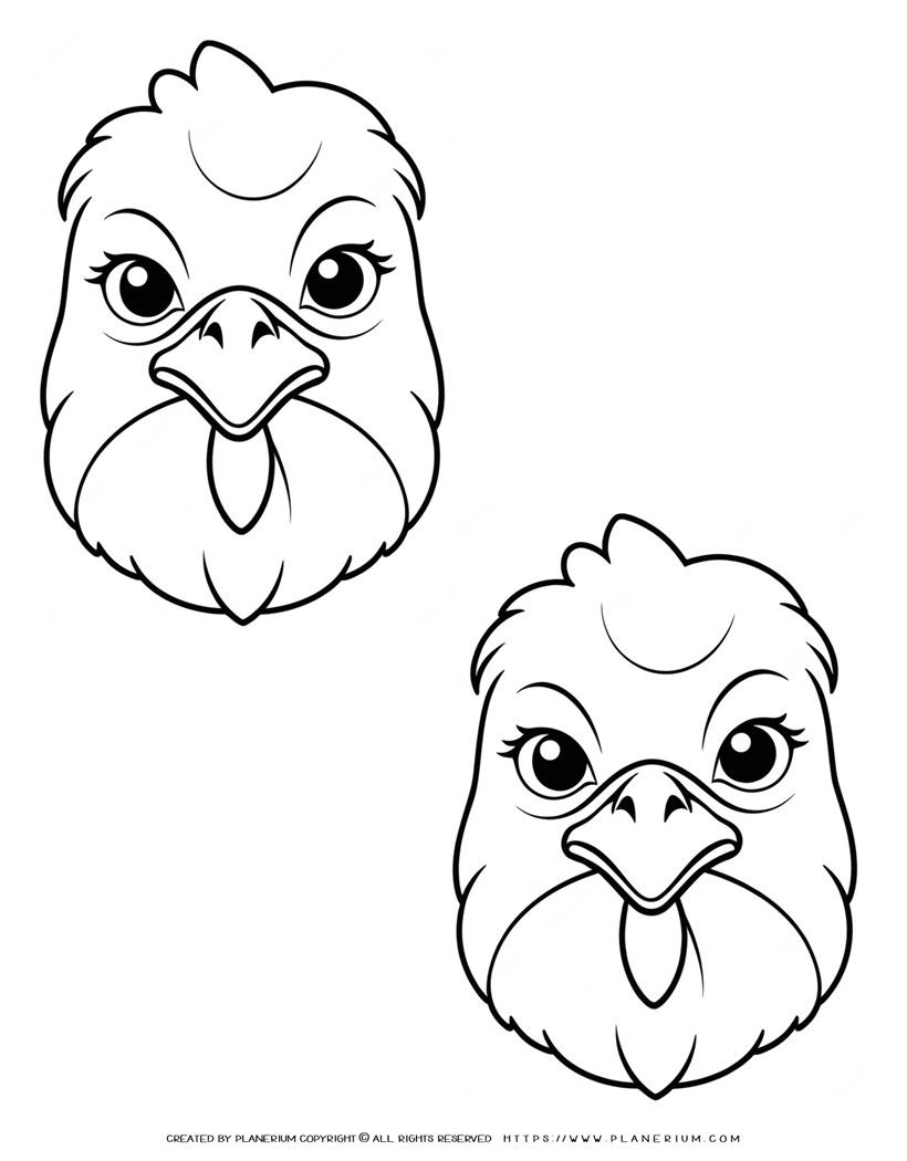 Free Printable Chicken Face Outlines for Arts &amp; Crafts