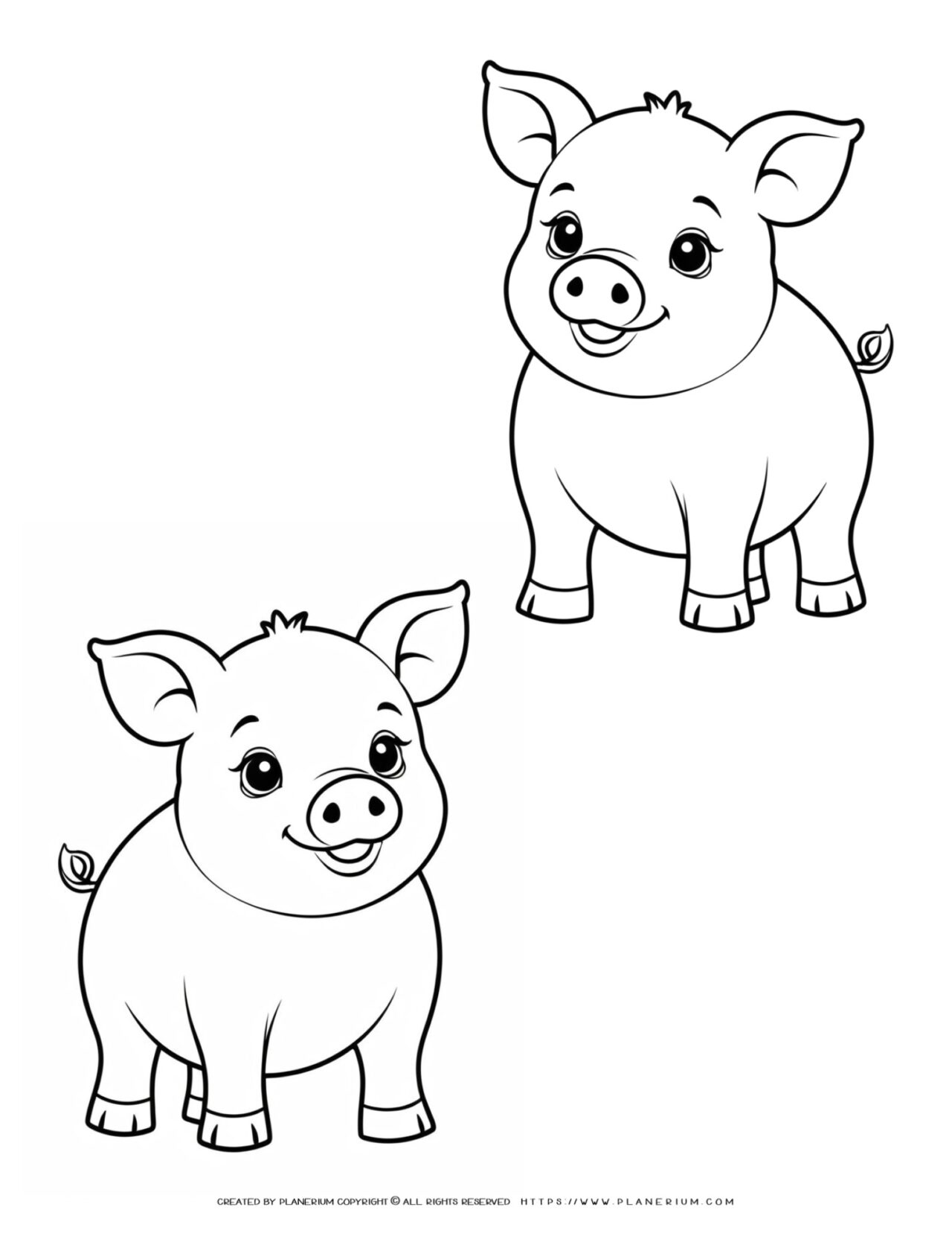 two-cute-pig-outlines-template