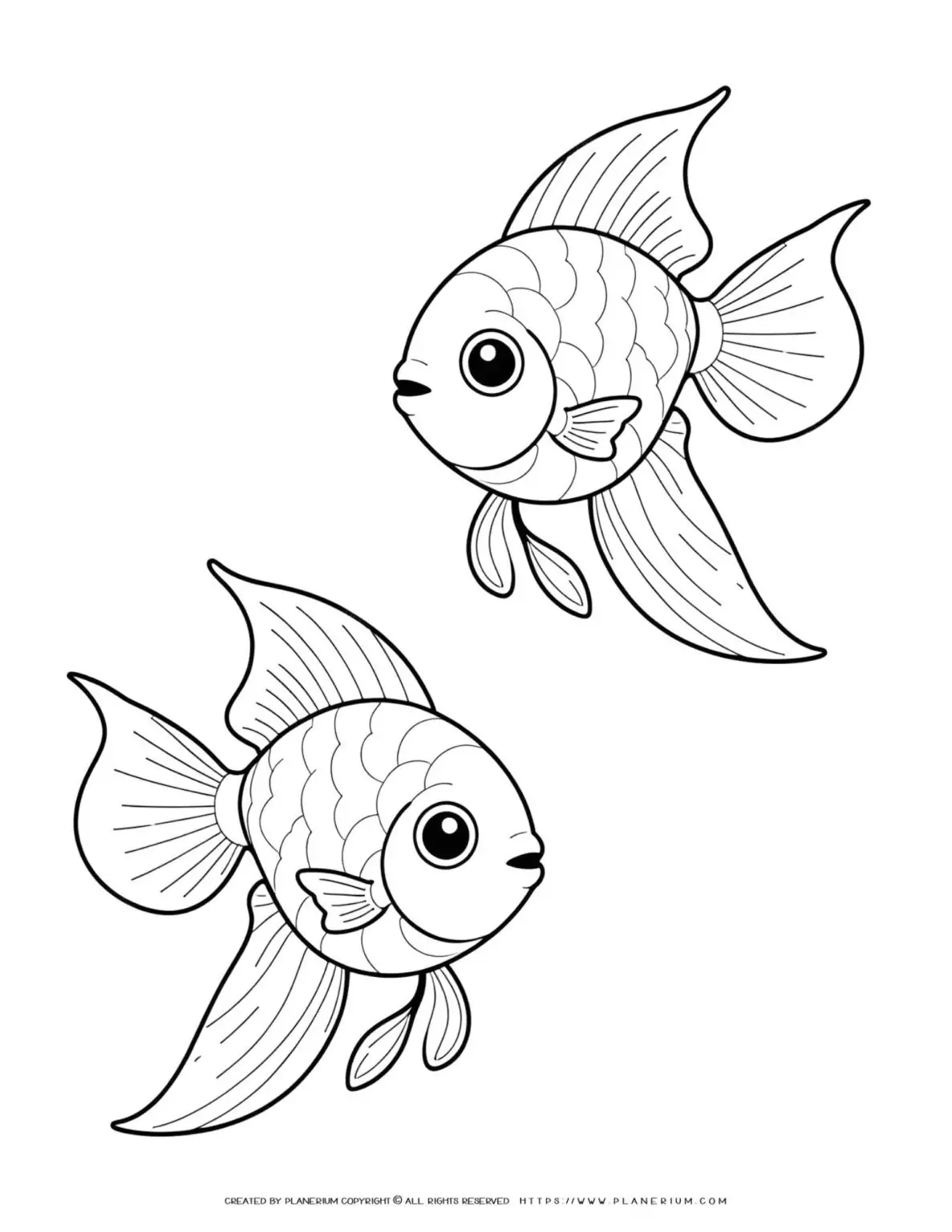 Two Goldfish Coloring Engaging Two Goldfish Coloring Page: Boost Creativity & Fine Motor Skills