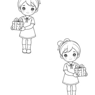 two-happy-girl-holding-gift-outlines