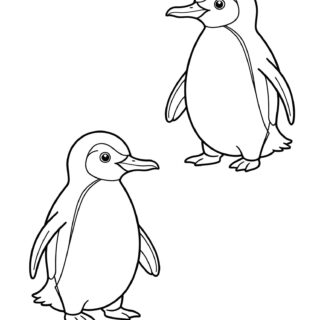 Two-cartoon-penguins-coloring-page-illustration