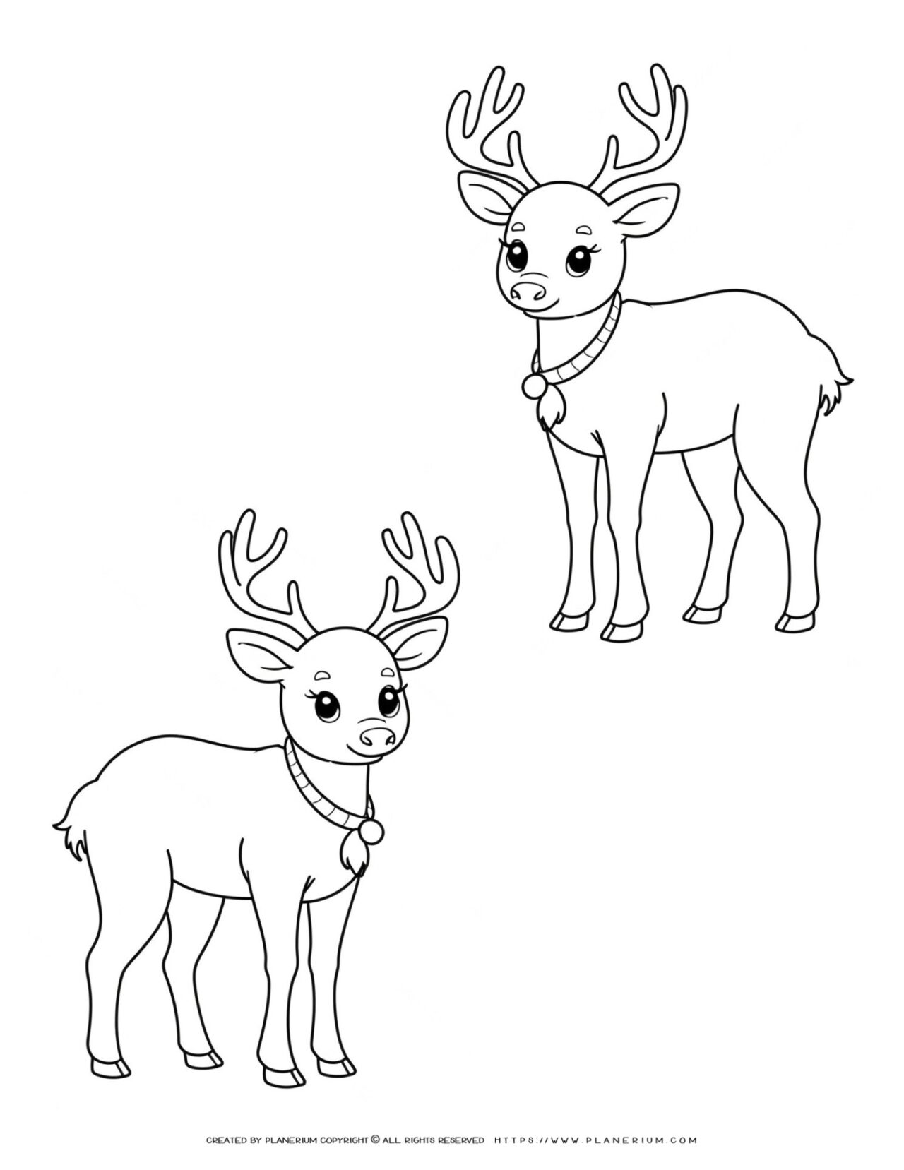 two-reindeer-opposite-sides-coloring-page