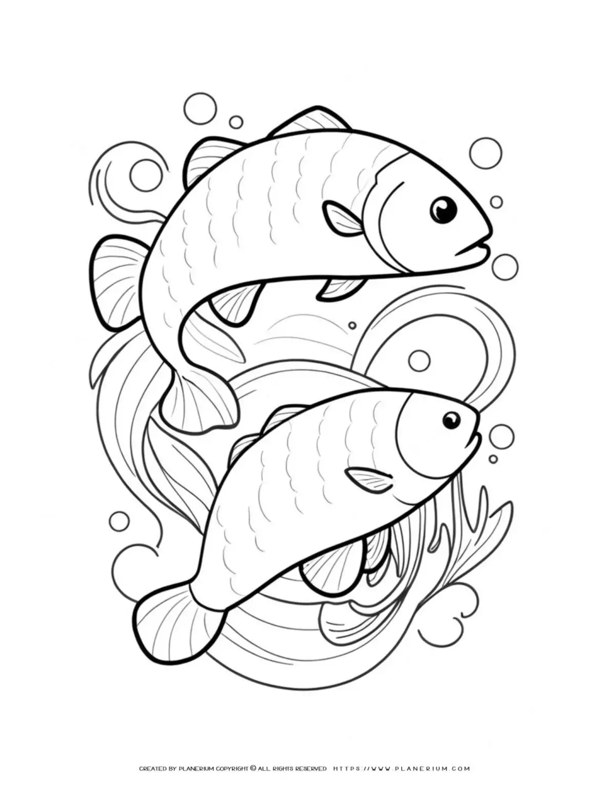 Boost Creativity with Two-Fish-Coloring-Page-for-Kids Printable