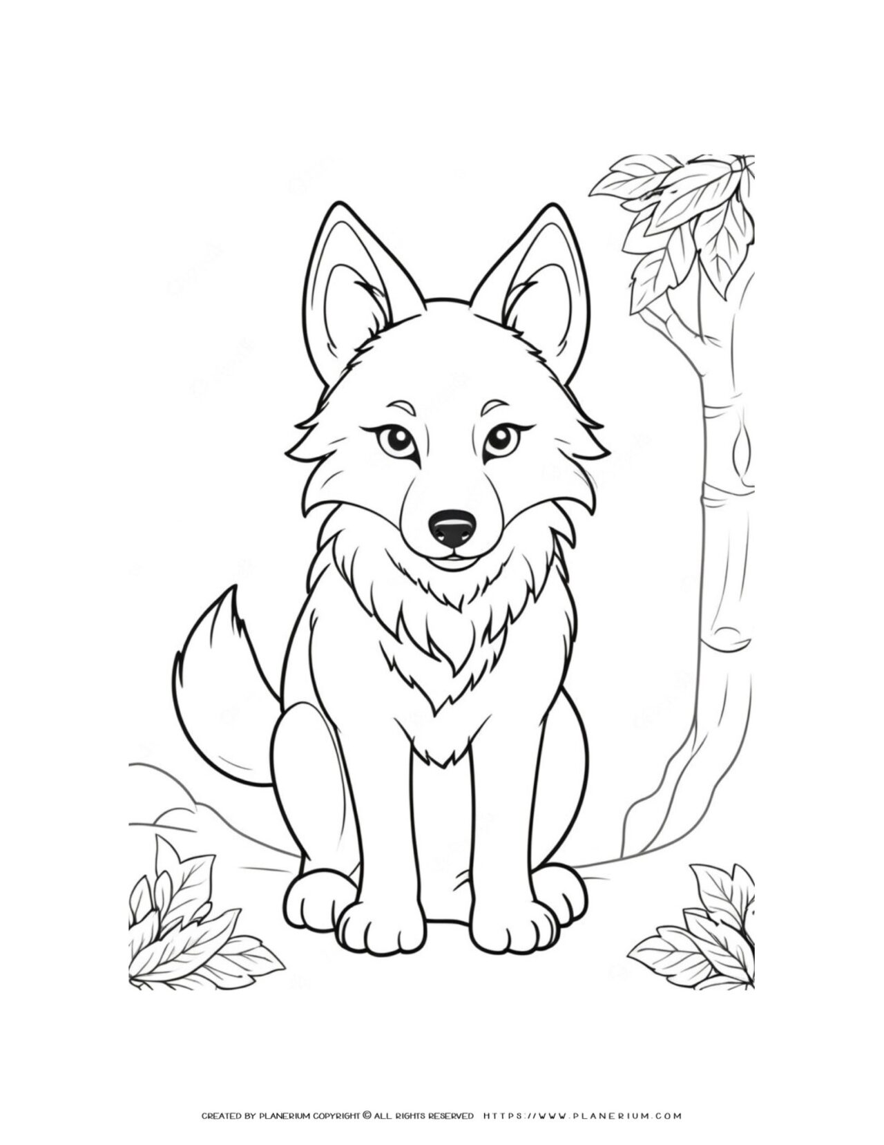 wolf-sitting-front-view-coloring-page