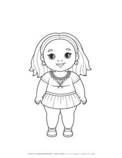 Girl coloring page with dress