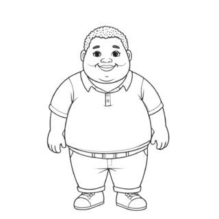 Cartoon boy with curly hair and a smile