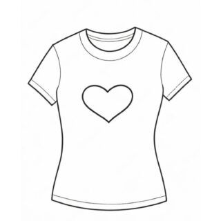 T-shirt with heart design outline