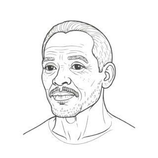 African male with mustache coloring page illustration for kids and adults. Perfect for art and creativity activities.