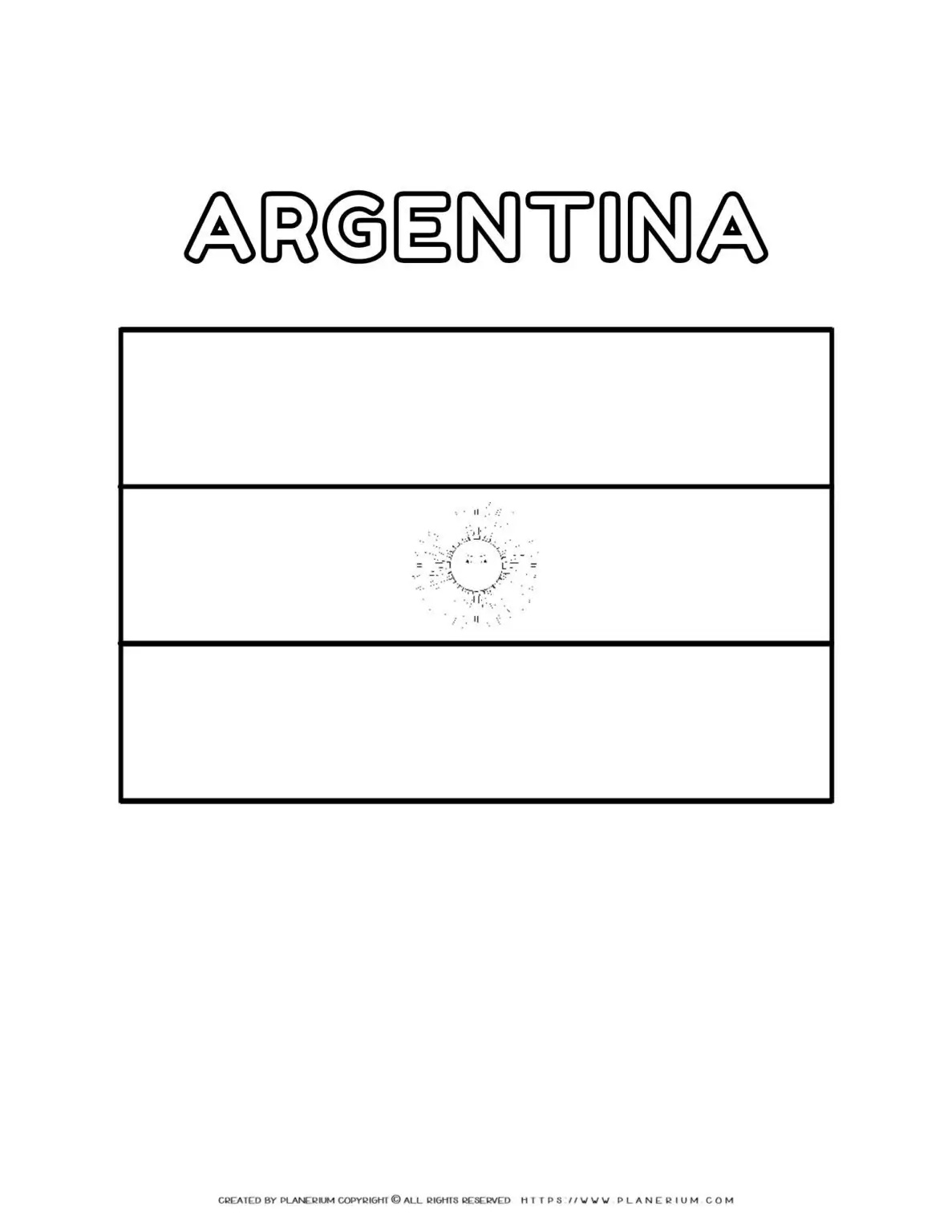 Argentina Flag Coloring Page Free Printable