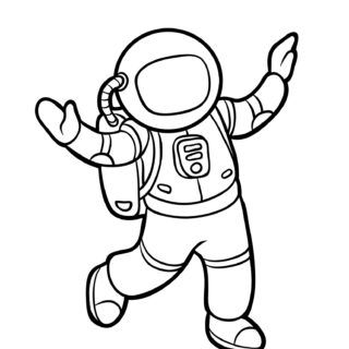 Black and white astronaut coloring page