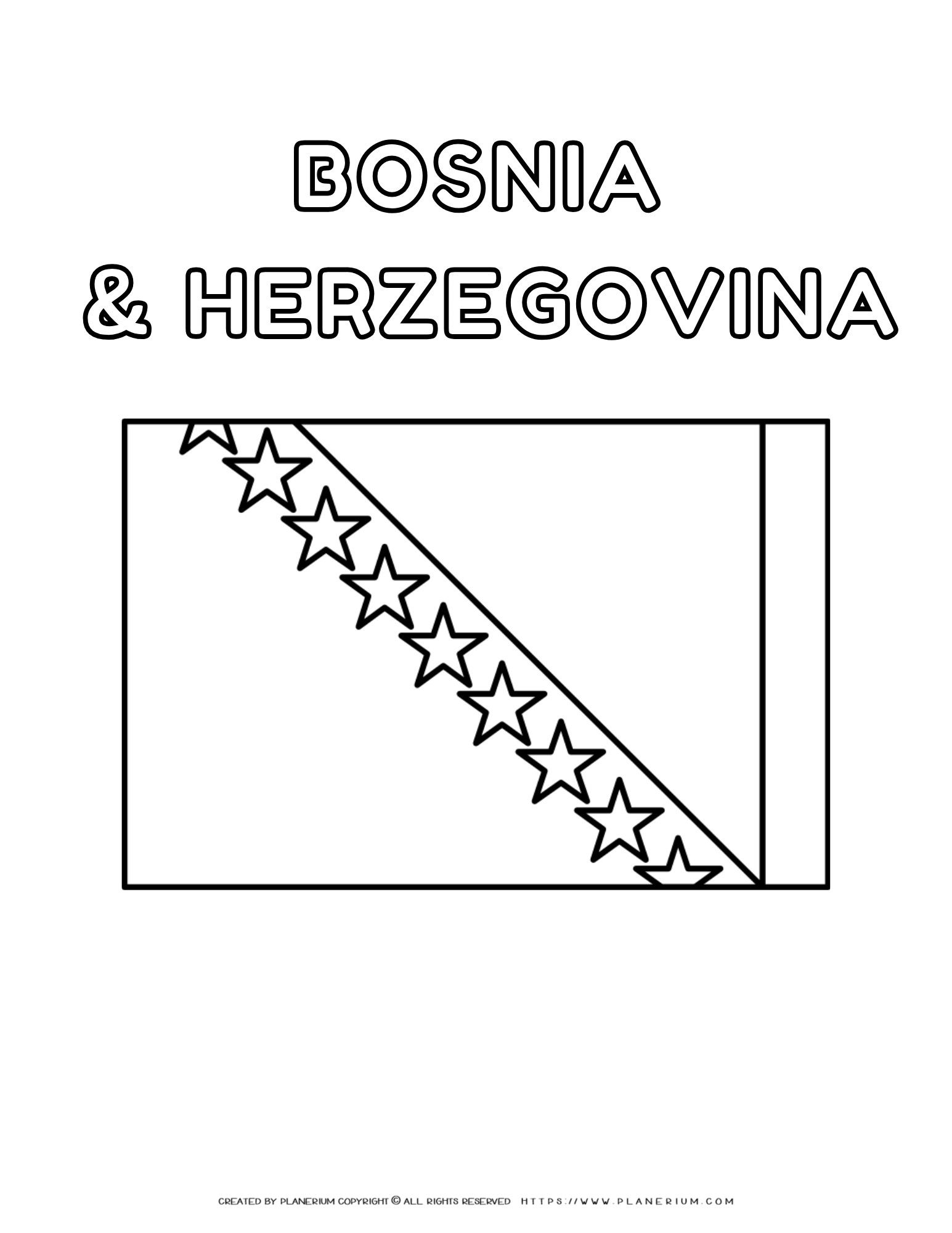 Coloring Page Of Bosnia Herzegovina Flag Fun Educational Activity
