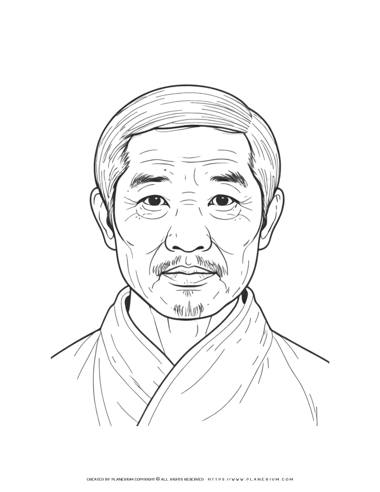 chinese-old-male-with-mustache-portrait-coloring-page-front-view