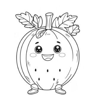 Smiling pumpkin coloring page, cute cartoon style