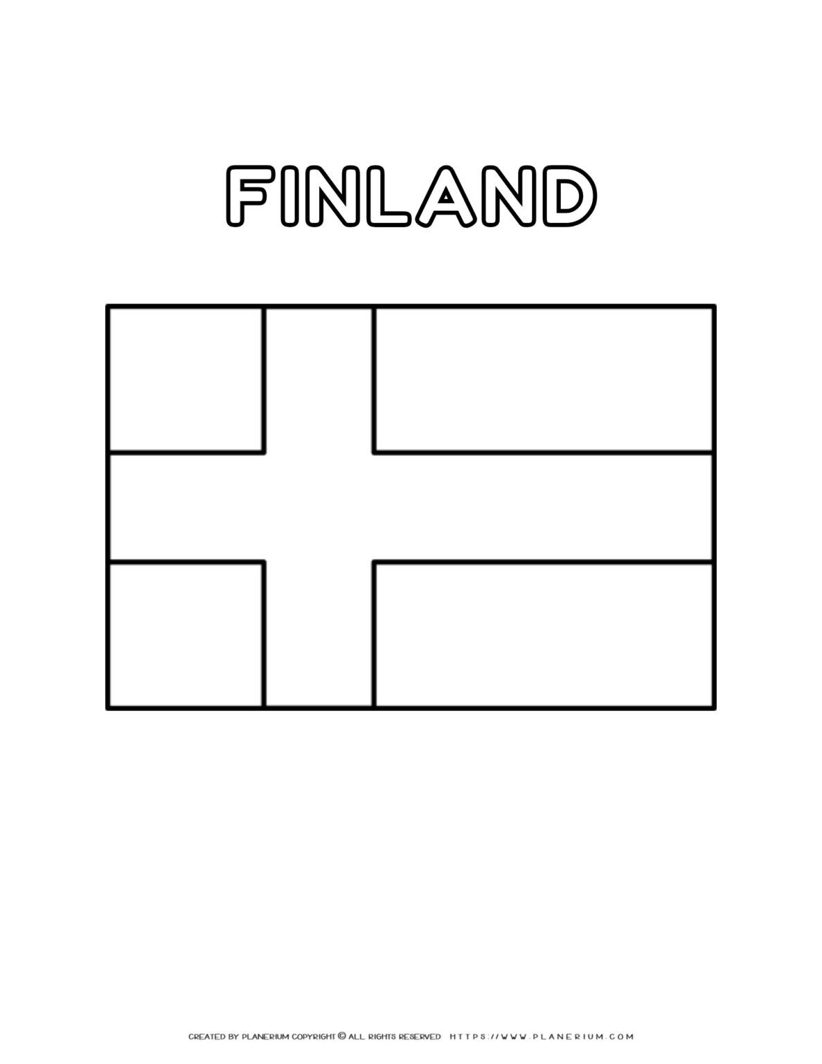 Coloring page of Finland flag for kids to learn about Nordic
countries. Perfect for geography lessons and cultural activities.
