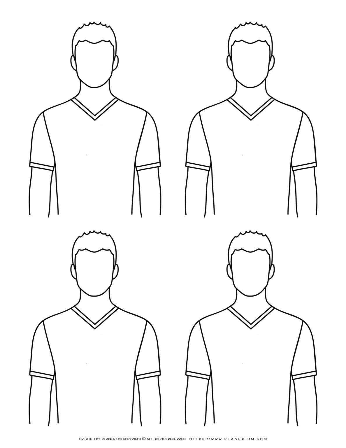 Four identical male outlines with short hair