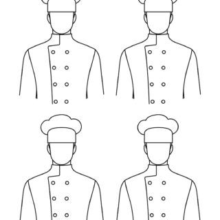 Outline of four chefs in uniforms