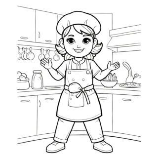 Cartoon chef in a kitchen