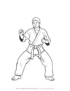 Karate suit outline coloring page for men, perfect for martial arts enthusiasts. Ideal for relaxation and stress relief.