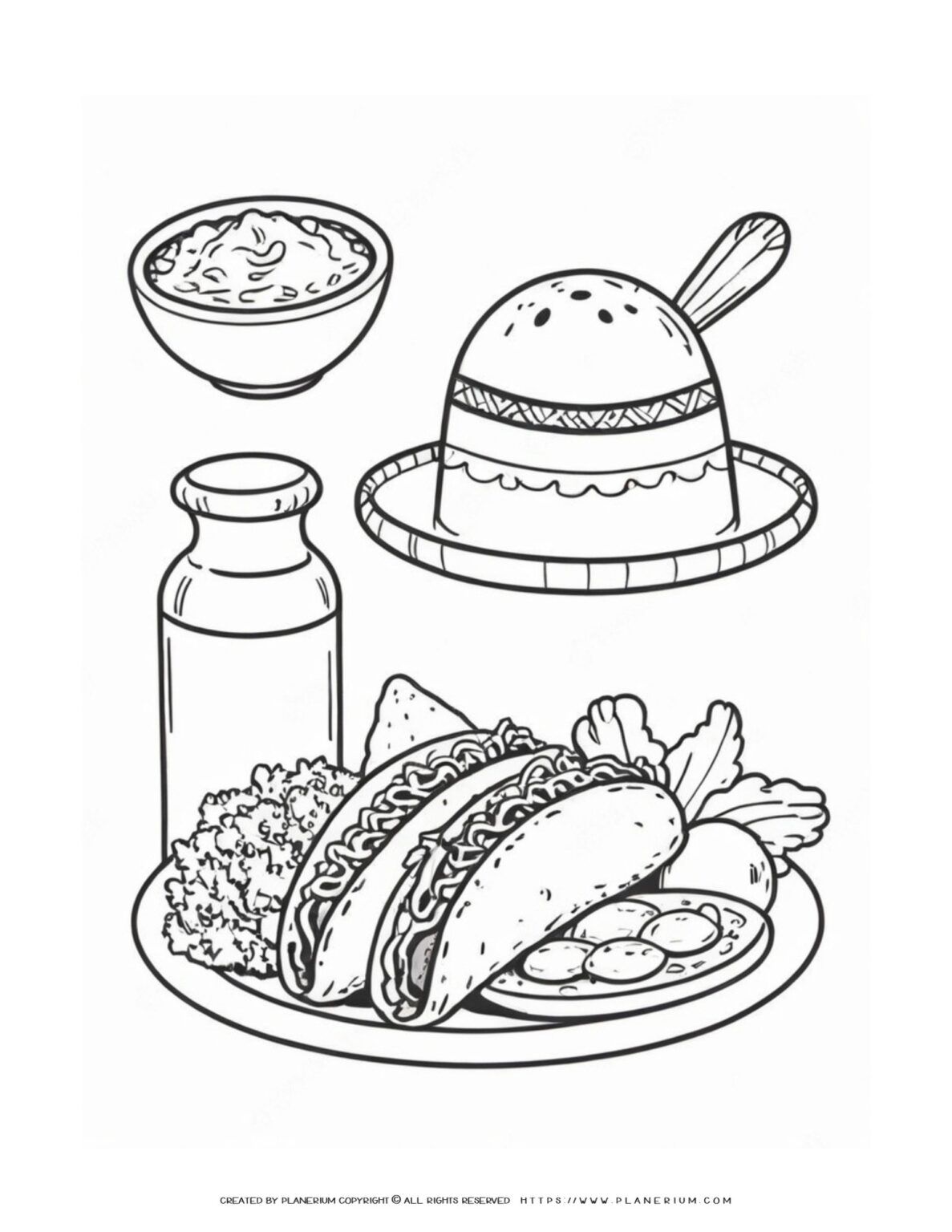 Mexican Food Coloring Page - Fun & Educational for Kids