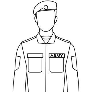 Outline of army soldier in uniform.
